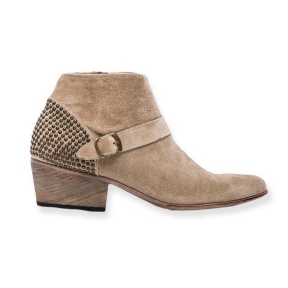 {Anine Bing} Size 39 Studded Suede Bootie Tan Ankle Boots - Picture 1 of 16